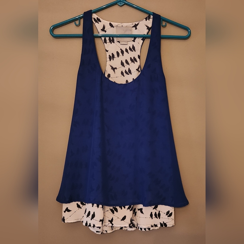 Maeve Cream and Black Bird Pattern Top